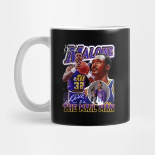 Karl Malone The Mail Man Basketball Legend Signature Vintage Retro 80s 90s Bootleg Rap Style Mug